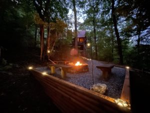 Fire pit at dusk