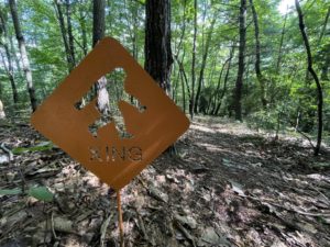 Sign to Sasquatch in woods